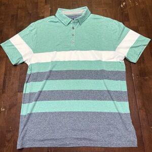 Anderson Ord Polo Shirt Men XL Color Block Striped Short Sleeve Golf Performance